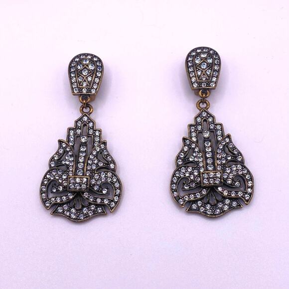 Heidi Daus Vintage Cristals Dangling Drop Clip On Earrings - Picture 2 of 4